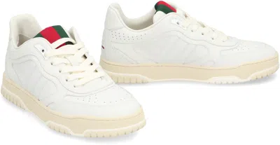 Shop Gucci White Leather Low-top Sneakers With Contrasting Color Sole For Women