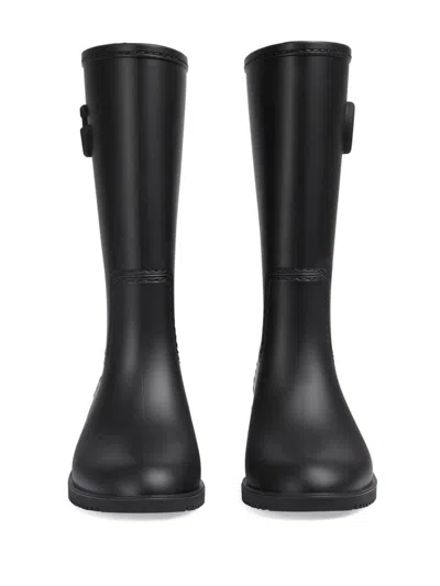 Shop Gucci Women's Black Double G Leather Rain Boots