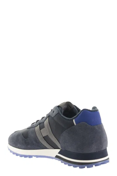 Shop Hogan Blue Low-top Sneakers For Men | Technical Fabric And Suede Details | Fw23 Collection In Navy