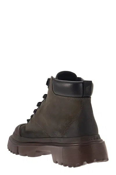 Shop Hogan Contemporary Urban Style: Greased Nubuck Leather Ankle Boot For Men In Brown