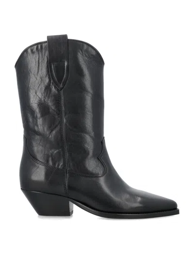 Shop Isabel Marant Black Cowgirl Vibes: Pointed Toe Leather Boots
