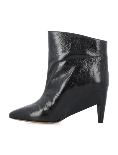 Shop Isabel Marant Black Leather Pointed Toe Ankle Boots With 8.5cm Heels For Women
