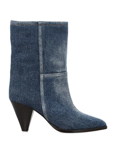 Shop Isabel Marant Womens Washed Blue Denim Boots