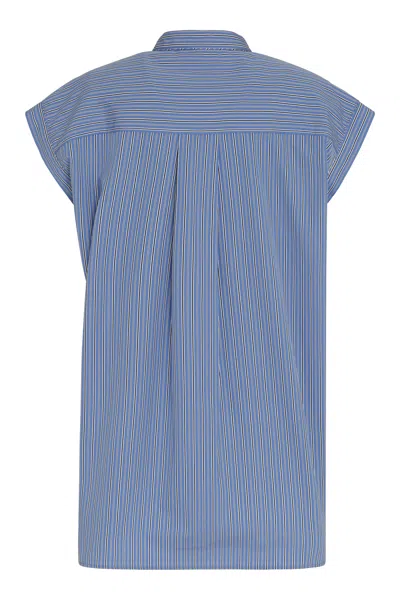 Shop Isabel Marant Women's Striped Cotton Shirt With Asymmetric Hem In Light Blue