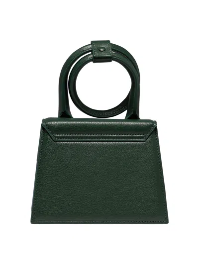 Shop Jacquemus Green Leather Mini Handbag With Bow Accent For Women