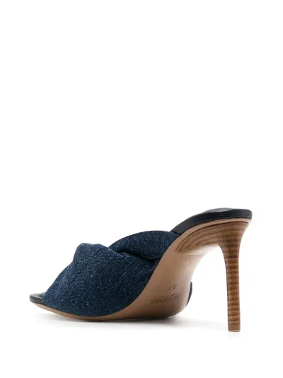 Shop Jacquemus Blue Les Flat Bagnu 95mm Sandals For Women