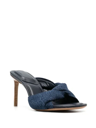 Shop Jacquemus Blue Les Flat Bagnu 95mm Sandals For Women
