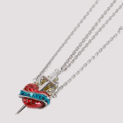 Shop Jean Paul Gaultier Metallic Heart And Sword Necklaces For Women In Silver