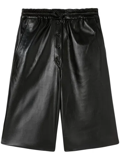 Shop Jil Sander Leather Shorts In Black