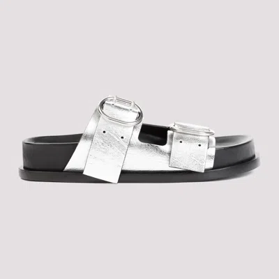 Shop Jil Sander Metallic Leather Sandals For Women In Silver