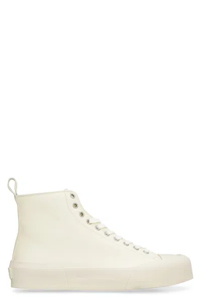 Shop Jil Sander Panache High-top Leather Sneakers For Women In Panna