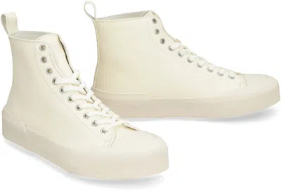Shop Jil Sander Panache High-top Leather Sneakers For Women In Panna