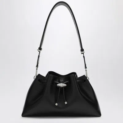 Shop Jimmy Choo Cinch M Black Leather Bucket Handbag