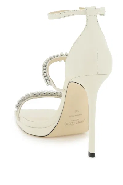 Shop Jimmy Choo Crystal-studded Ankle Strap Sandals In White