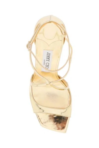 Shop Jimmy Choo Golden Stiletto Sandals For Women: Liquid Metallic Leather, Adjustable Ankle Strap