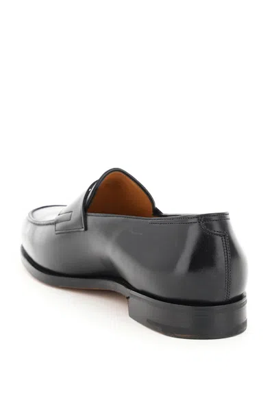 Shop John Lobb Black Leather Lopez Loafers For Men