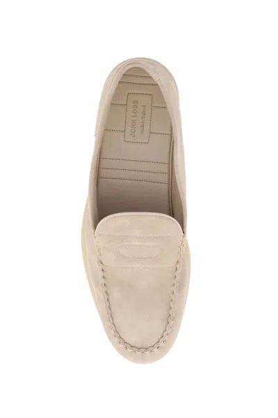 Shop John Lobb Men's Suede Leather Pace Loafers In Grigio For Ss24 In Gray