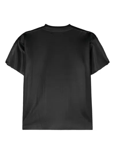 Shop Junya Watanabe Open-knit Crewneck T-shirt In Black