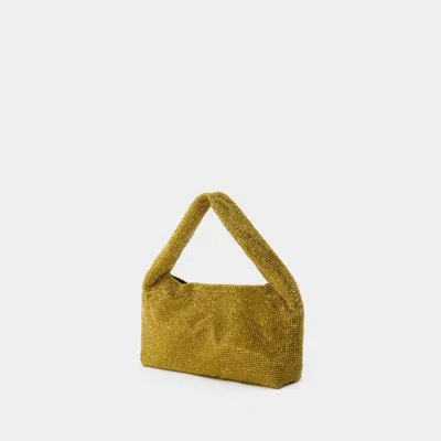 Shop Kara Mini Crystal Armpit Handbag In Gold