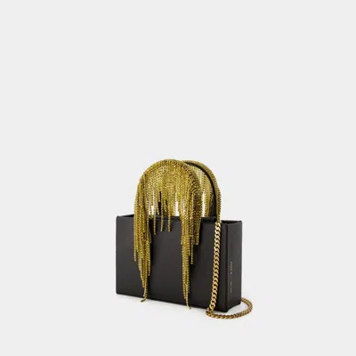 Shop Kara Midi Crystal Fringe Handbag In Black