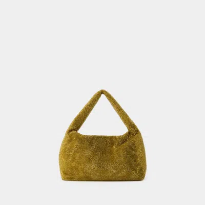 Shop Kara Mini Crystal Armpit Handbag In Gold