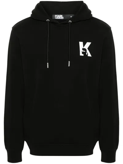 Shop Karl Lagerfeld Rubberised-logo Hoodie In Black