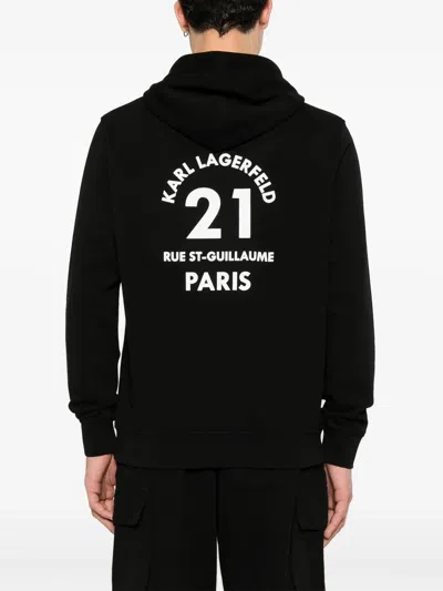 Shop Karl Lagerfeld Rubberised-logo Hoodie In Black