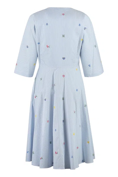 Shop Kenzo Striped Cotton Dress With Buttons For Women In Blue