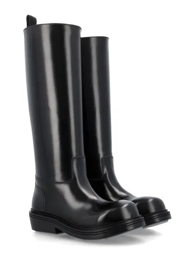 Shop Bottega Veneta Knee-high Black Fireman Boots For Women By
