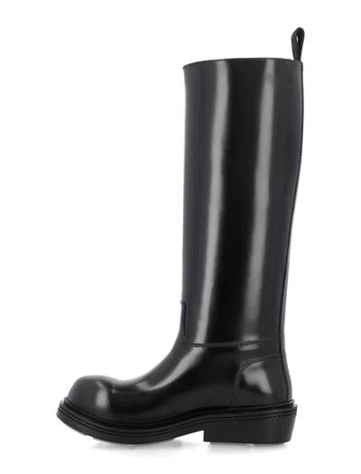 Shop Bottega Veneta Knee-high Black Fireman Boots For Women By