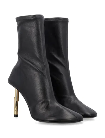 Shop Lanvin Black Leather Sequence Ankle Boots With Pointed Toe And Thin Heels For Women
