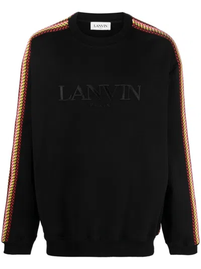 Shop Lanvin Men's Oversized Black Side Curb Sweatshirt
