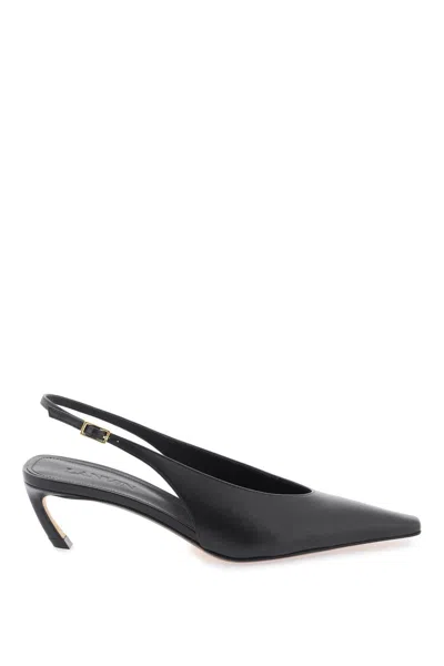 Shop Lanvin Sleek And Versatile Leather Slingback Flat For The Modern Woman In Black