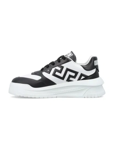 Shop Versace Leather Greek Odissea Trainers For Men By  In Black