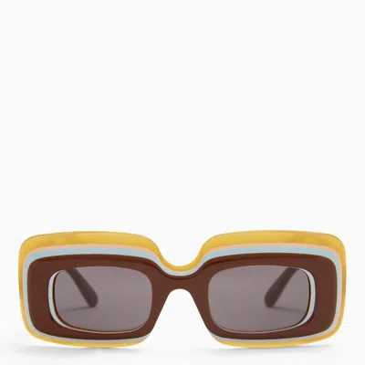 Shop Loewe Brown/multicoloured Rectangular Acetate Sunglasses