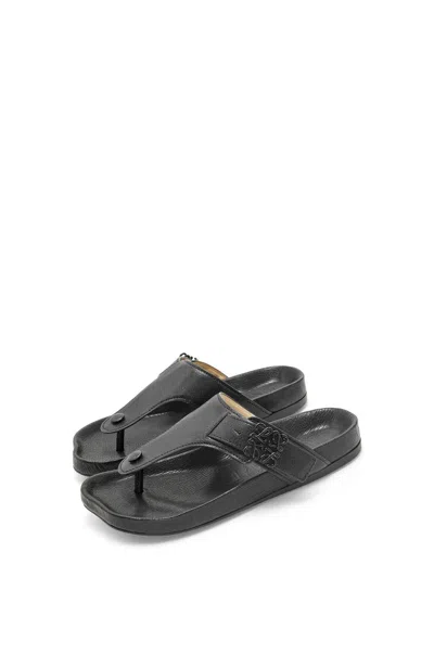 Loewe Ease Embellished Textured-leather Sandals In Black
