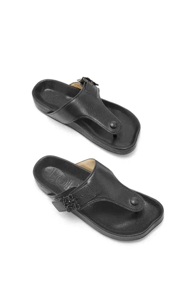 Loewe Ease Embellished Textured-leather Sandals In Black