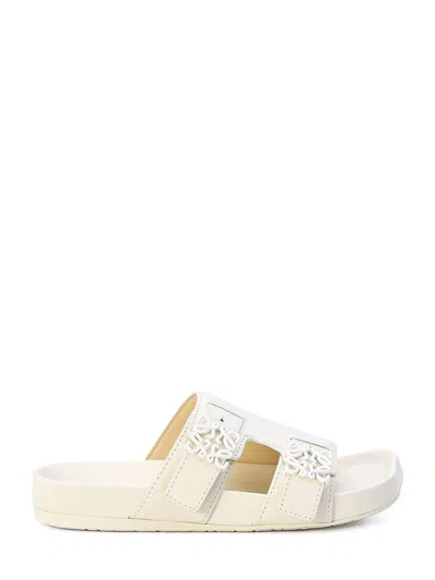 Loewe Logo-plaque Slip-on Sandals In White