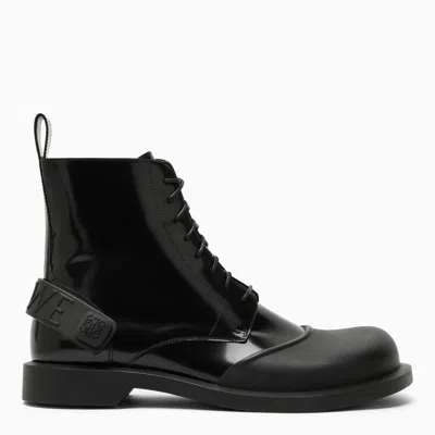 Shop Loewe Classic Black Leather Lace-up Boots For Men