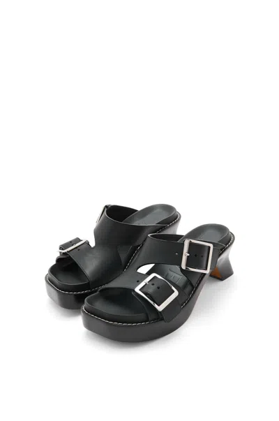 Shop Loewe Black Leather Heel Slides For Women From Ss24 Collection