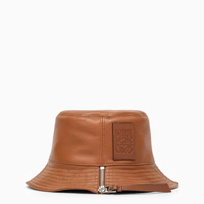Shop Loewe Brown Leather Bucket Hat In Orange