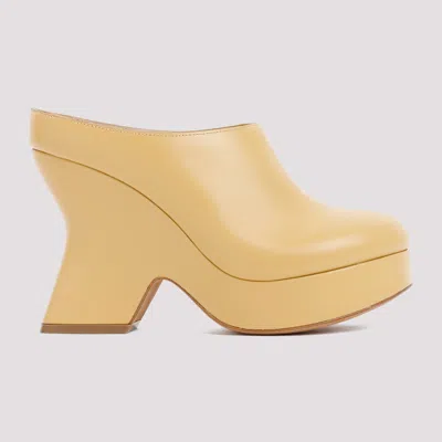 Shop Loewe Nude & Neutrals Leather Wedge Clogs