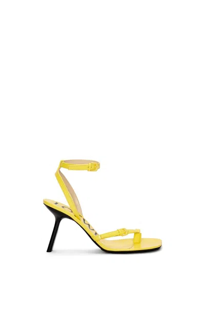 Loewe Open Toe Leather Petal Sandals With Stiletto Heel In Yellow