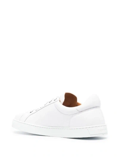 Shop Magnanni Men's White Leather Sneakers With Flatform Sole
