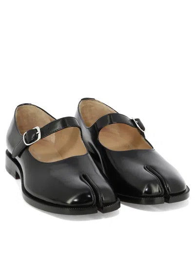 Shop Maison Margiela Black Leather Ballarina Mary Jane Shoes For Women