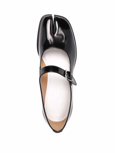 Shop Maison Margiela Black Patent Leather Mary Jane Tabs Shoes For Women