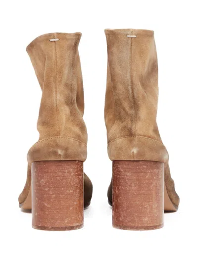 Shop Maison Margiela Camel Suede Tabi 60mm Ankle Boots For Women In Brown