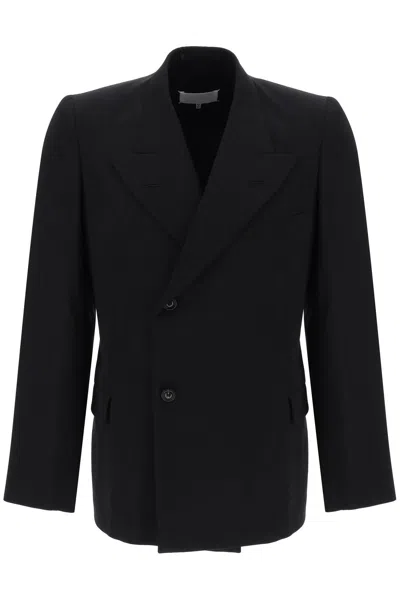 Shop Maison Margiela Double-breasted Wool Jacket For Men In Black