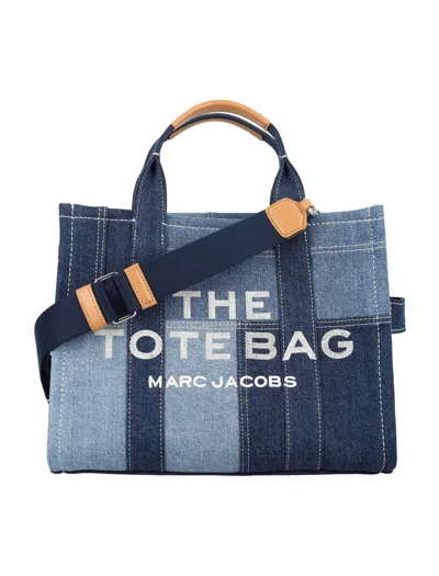 Shop Marc Jacobs The Medium Tote Handbag Patch Denim In Blue