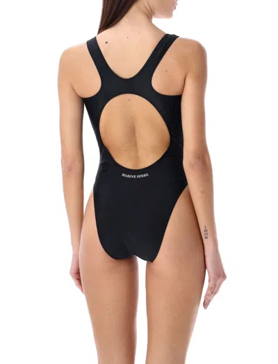 Shop Marine Serre Women's Active Moon One-piece Swimsuit For Ss24 In Black